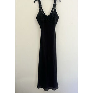 VTG Fiesta Chiffon Gown Medium Black Glitter Babydoll Whimsigoth Prom Formal